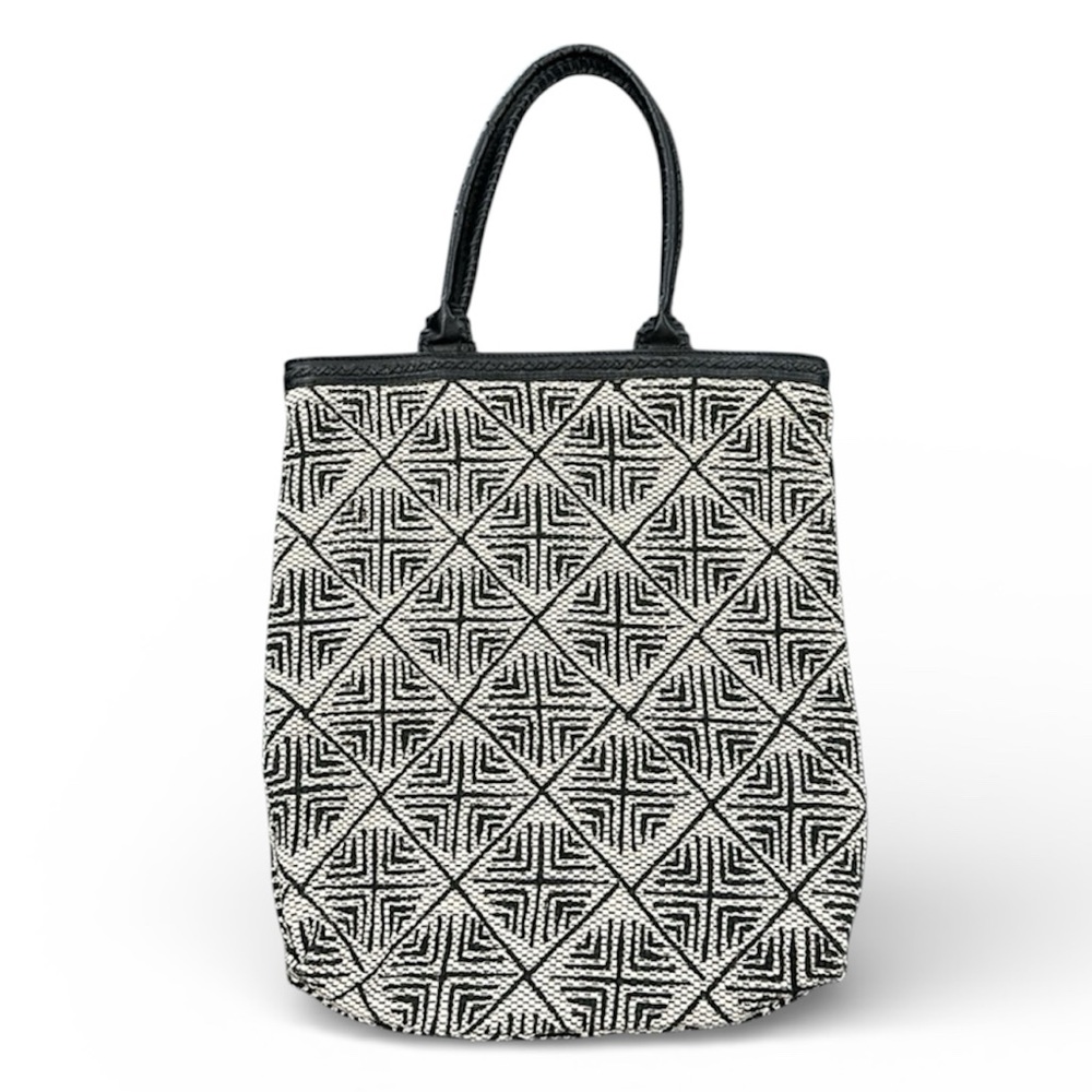 Ecote Woven Tote Bag with Leather Straps